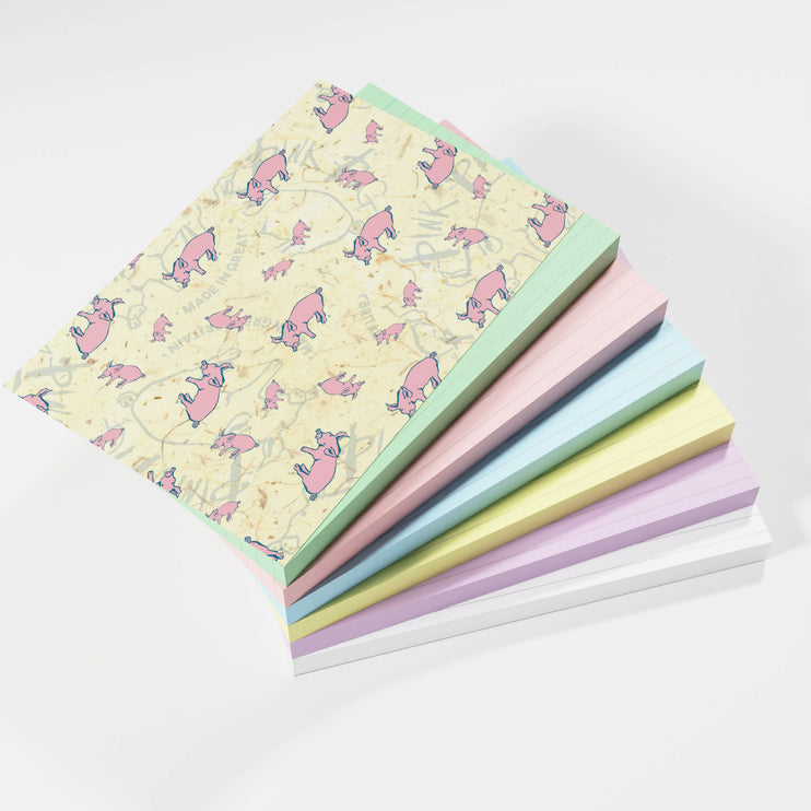 Pink Pig A6 Assorted Colour Flash Cards - Lined (300 Cards) 6 Colours